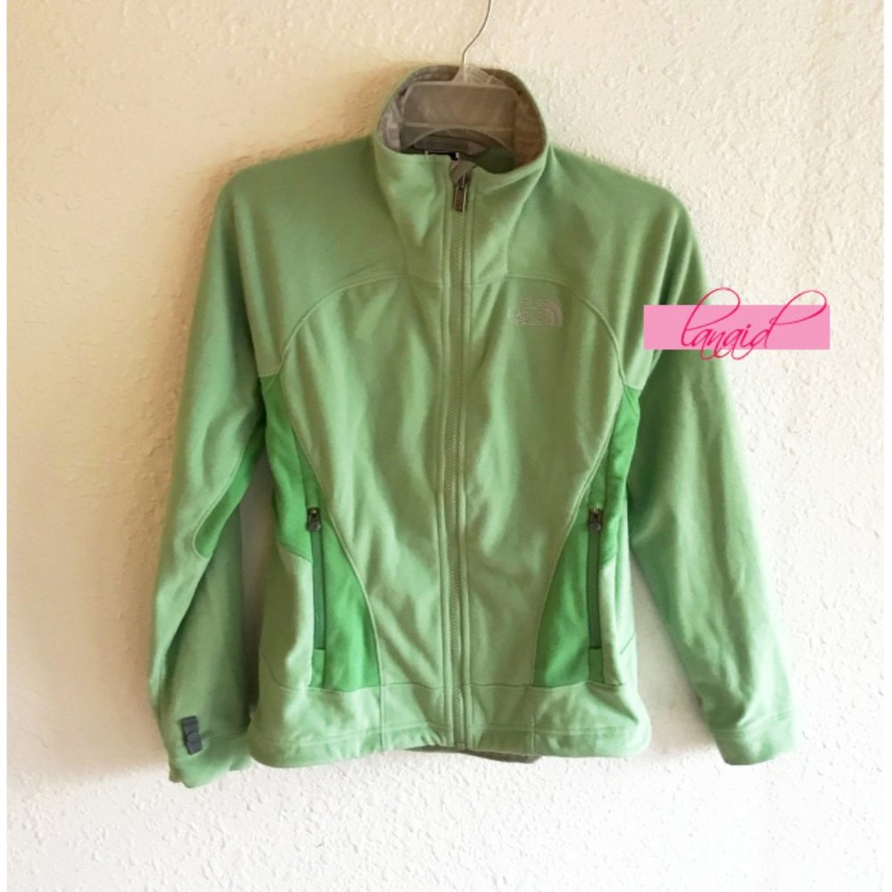 The North Face TKA 100 Full Zip Fleece Jacket Lime Green Fuzzy Teddy Warm Coat